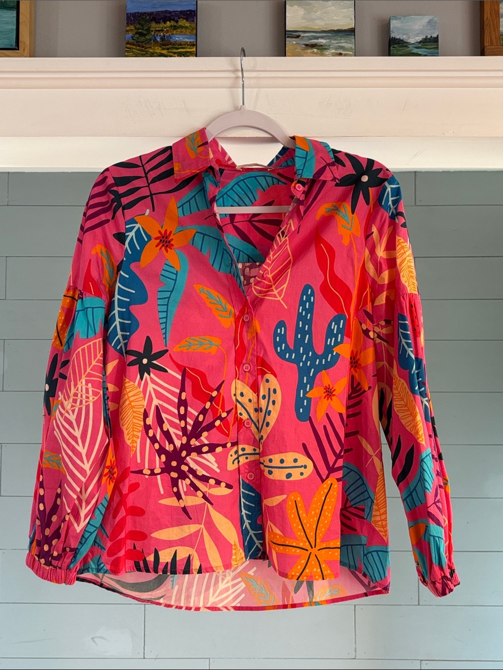 Maude Vivant PINK PALMS ABBY TOP